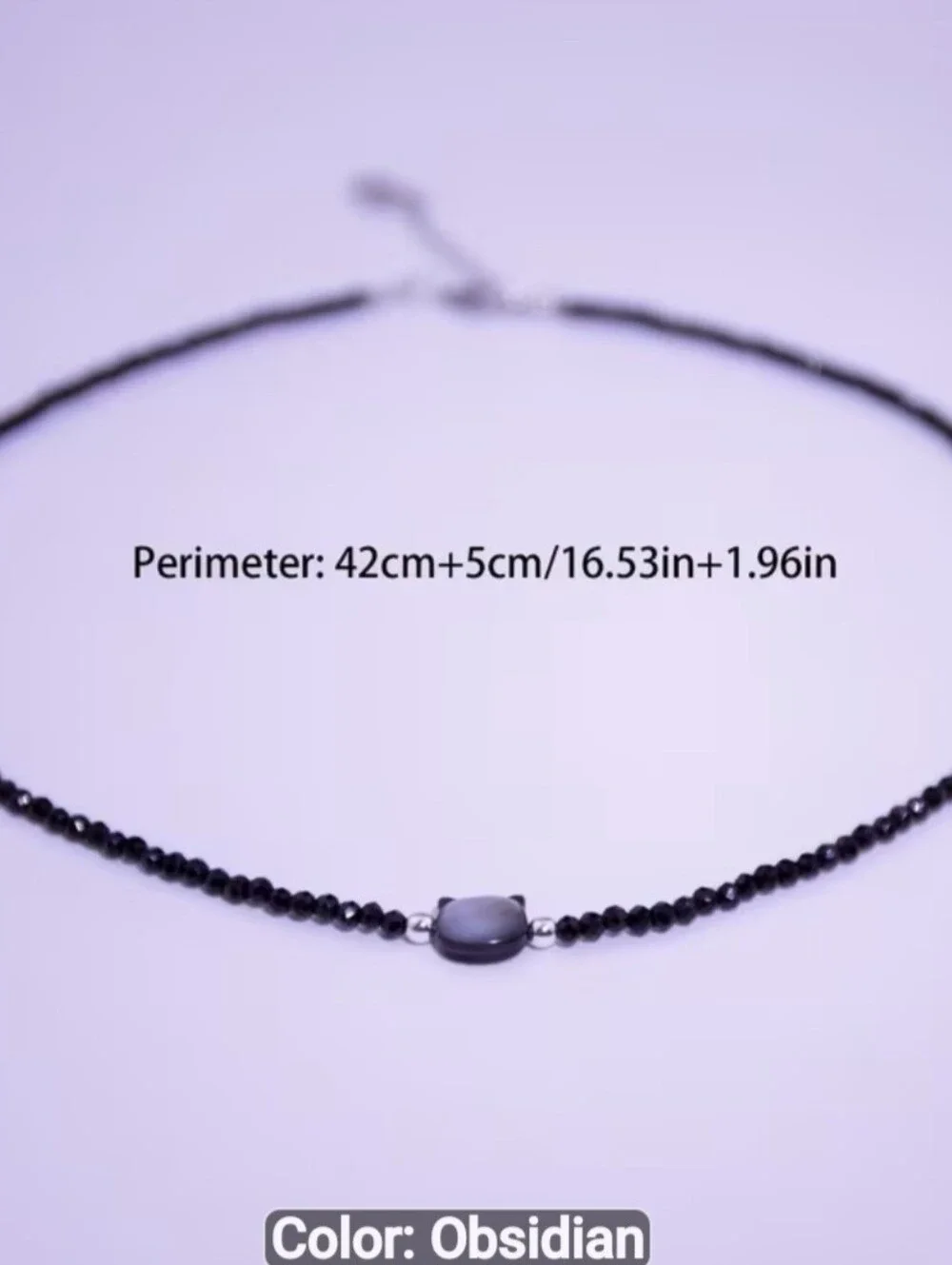 🐈‍⬛🐈‍⬛NEW🐈‍⬛🐈‍⬛ PRETTY!! Faceted Natural Stone OBSIDIANBlackCat HeadNecklace